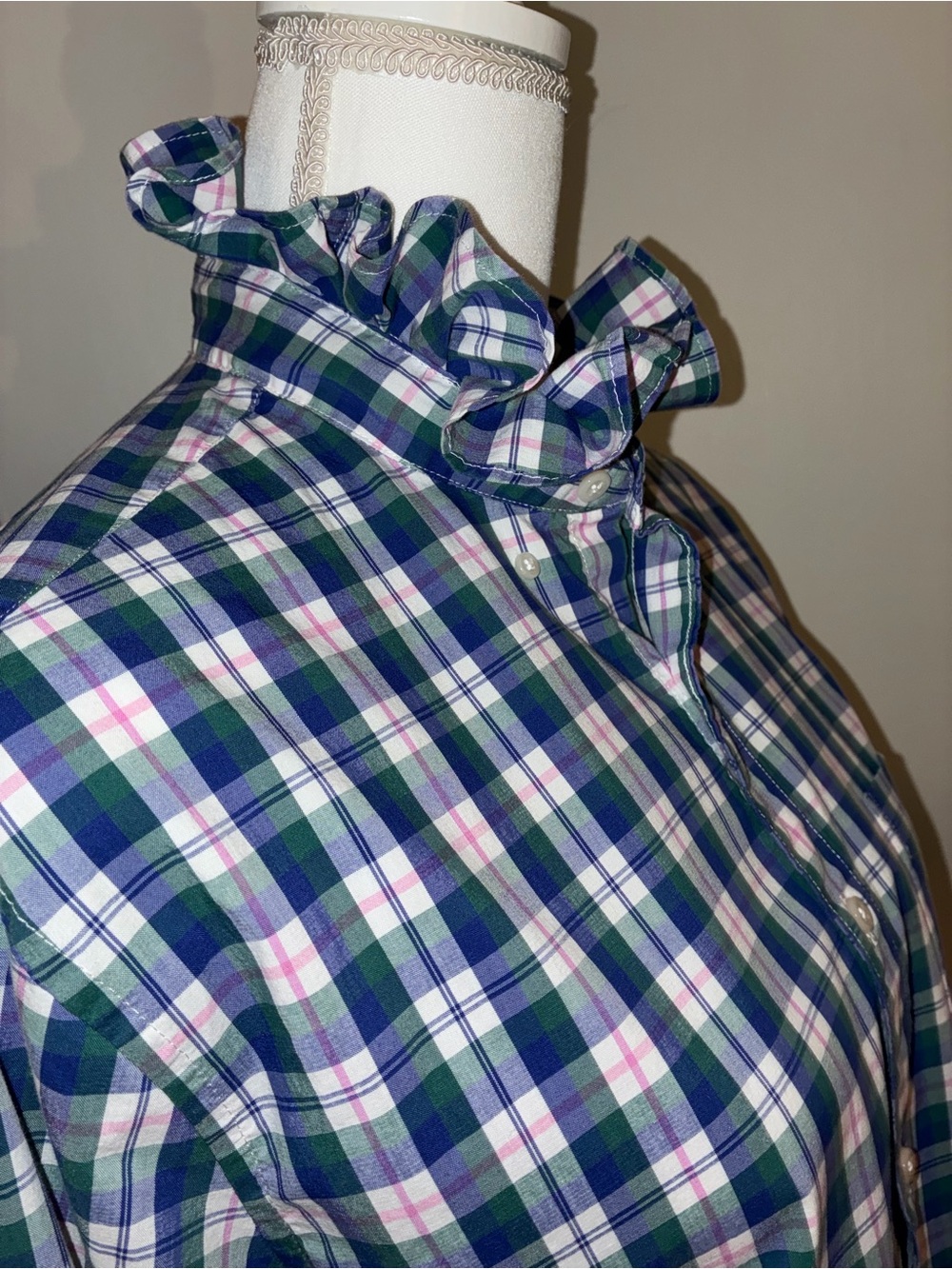 Up cycled J. Crew ruffled collar Girly shirt - Picture 4 of 5